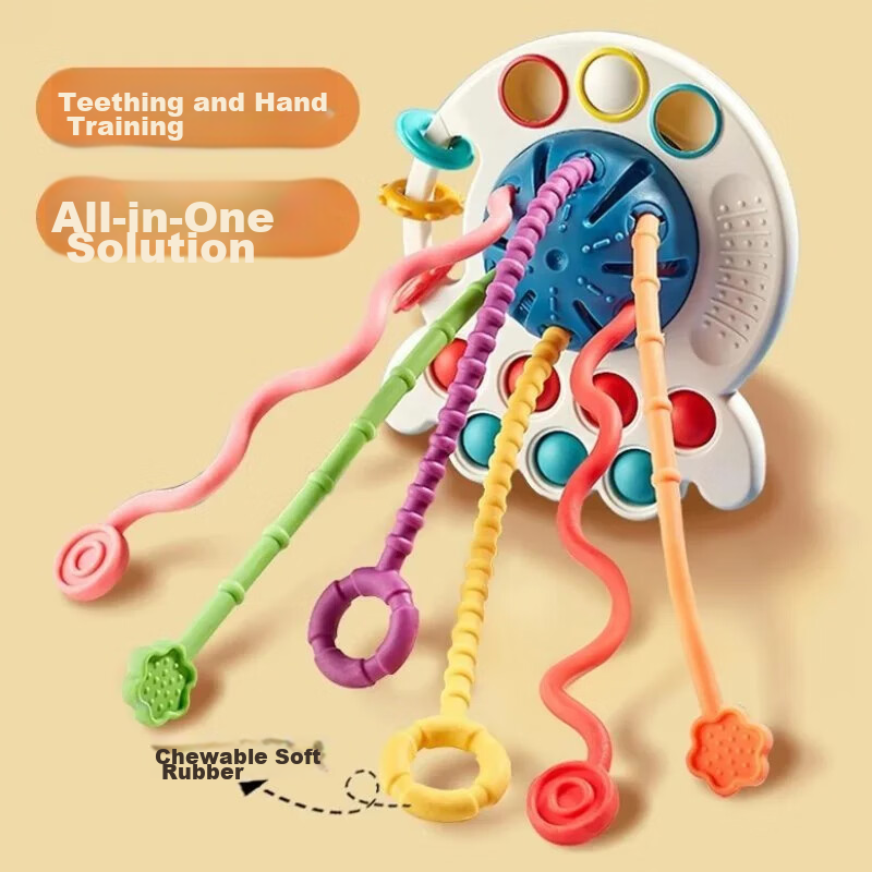 Danmiqi Infant Finger Octopus Pull Toy Early Education Toy 0-1 Year Old Girl Birthday Gift Chewable
