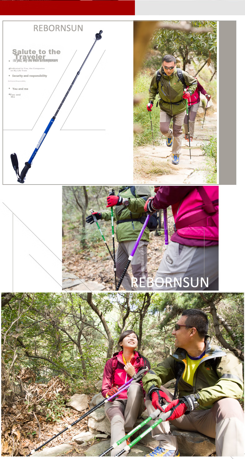 Lubinxun Rebornsun Carbon Fiber Ultra-Light Four-Section Ultra-Short Portable Outdoor Trekking Pole, Jieshan, Sapphire Blue 11