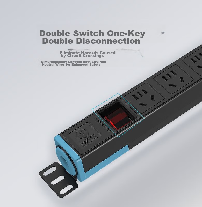 Kyfen PDU Desktop Gaming Cabinet Power Strip/power Bar/power Outlet Strip/power Extension Cord, 10A 6-Outlet Master Control, Total Length 3 Meters, Dual Switches 9