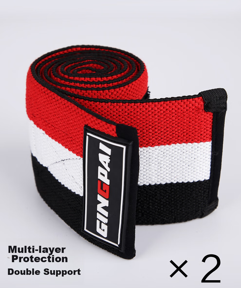 GINGPAI SPORT Fitness Elbow Support Band for Men and Women Weightlifting Powerlifting Bench Press Elastic Band Red and White Two-Pack 7