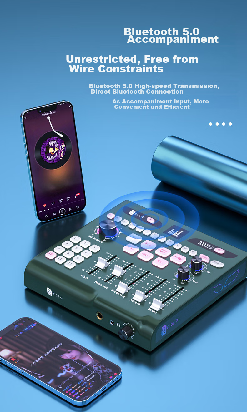 Ickb Mono Sound Card, Live Streaming Dedicated Karaoke Microphone, Compatible with Mobile Phones And Computers, Recording Microphone Equipment Set, for Internet Celebrities, Douyin, Kuaishou, Outdoor Recording, Microphone Sound Card Kit 8