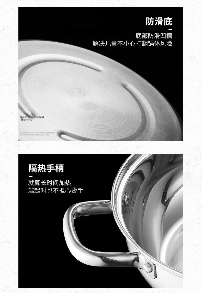 ASD Hot Pot, 304 Stainless Steel Double-Sided Pot, 32CM Large Capacity Hot Pot, Suitable for Induction Cooker, Heatable FS32A2W 11