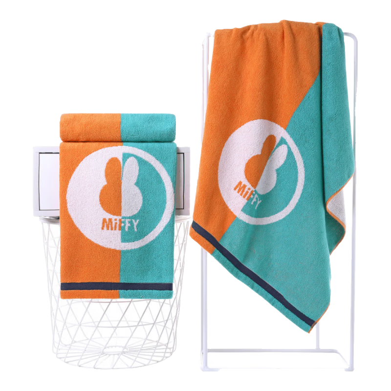 Jinhao x Miffy Co-branded 100% Cotton Bath Towel A-Class Colorblock Personalized Cotton Sports Towel