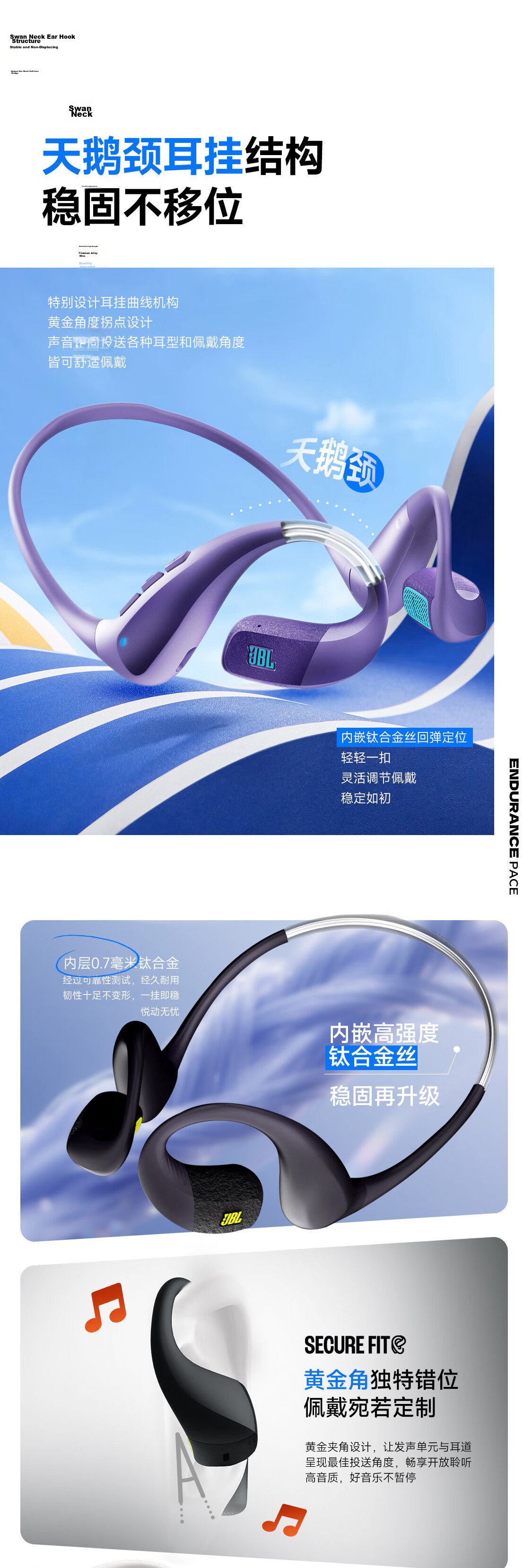 JBL PACE Open-Ear Sports Bluetooth Earphones Running Ear-Hook Comfortable Waterproof Apple Earbuds School Gift Canyon Green 6