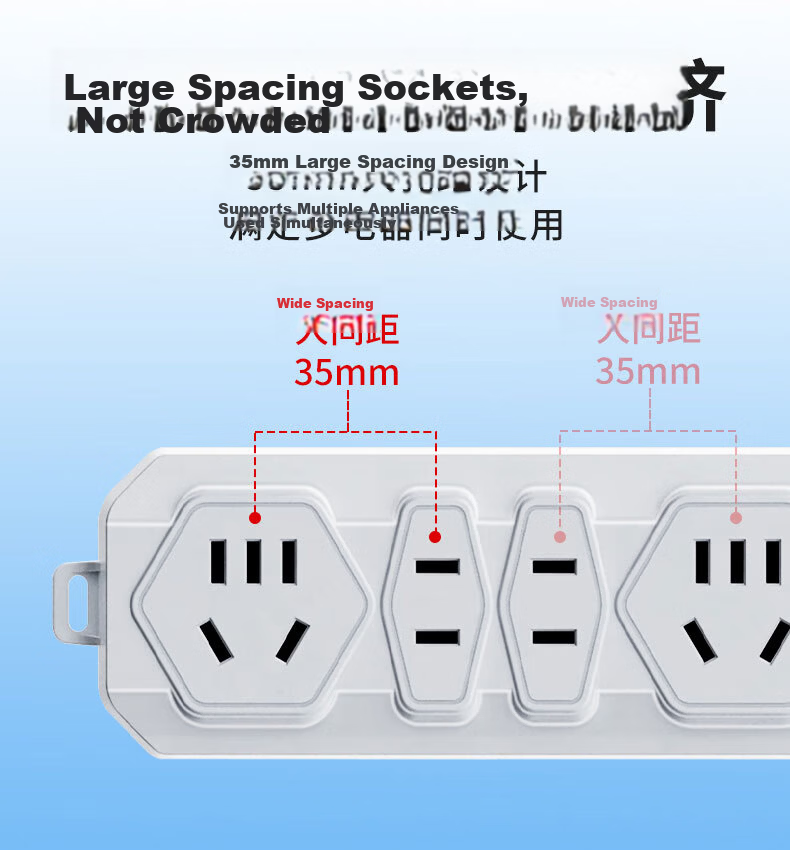 Jishun American Standard Travel Adapter Plug Converter for USA Canada to China Philippines Brazil Thailand Power Strip Extension Cord 0.3m Length 7