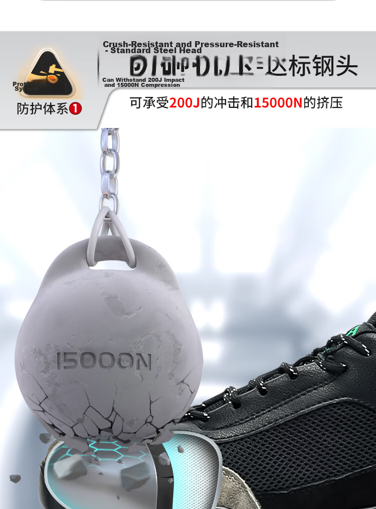 Dinggu Safety Shoes for Men, All-Season Soft Sole, Steel Toe Cap, Anti-Smashing, Puncture-Resistant, Safety Functional Shoes JD1165AW43 4