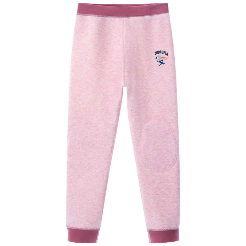 Disney Kids Autumn Winter Fleece Lined Thick Warm Pants Girls Zootopia Cotton Fleece Trousers Pink Size 110