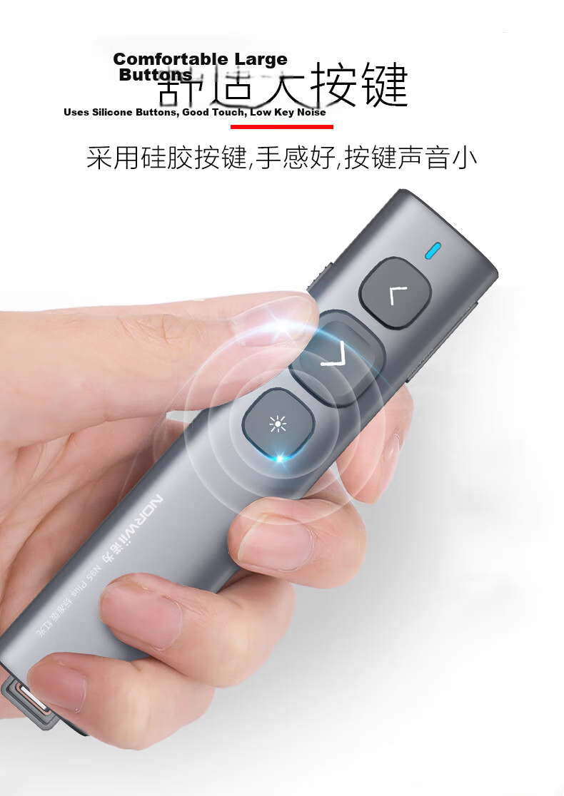 Nuowei Laser Presentation Remote Dual Interface Teacher PPT Clicker Laser Pointer Electronic Pen Black N95 Plus 3