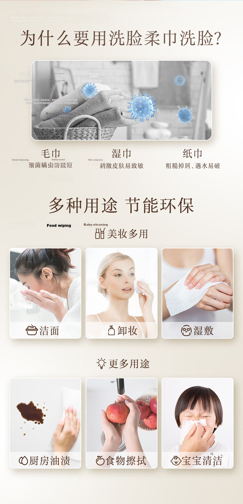 Shukou Disposable Facial Cleansing Wipes, Dry And Wet Use, Pull-Out Type, Facial Cleansing Towels, Pure Natural, 210 Sheets, Younijia 9