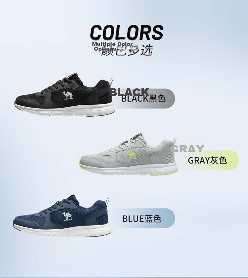 CAMEL Mesh Breathable Running Shoes for Men Lightweight Sports Sneakers CSS221L0033 Black Size 44 4