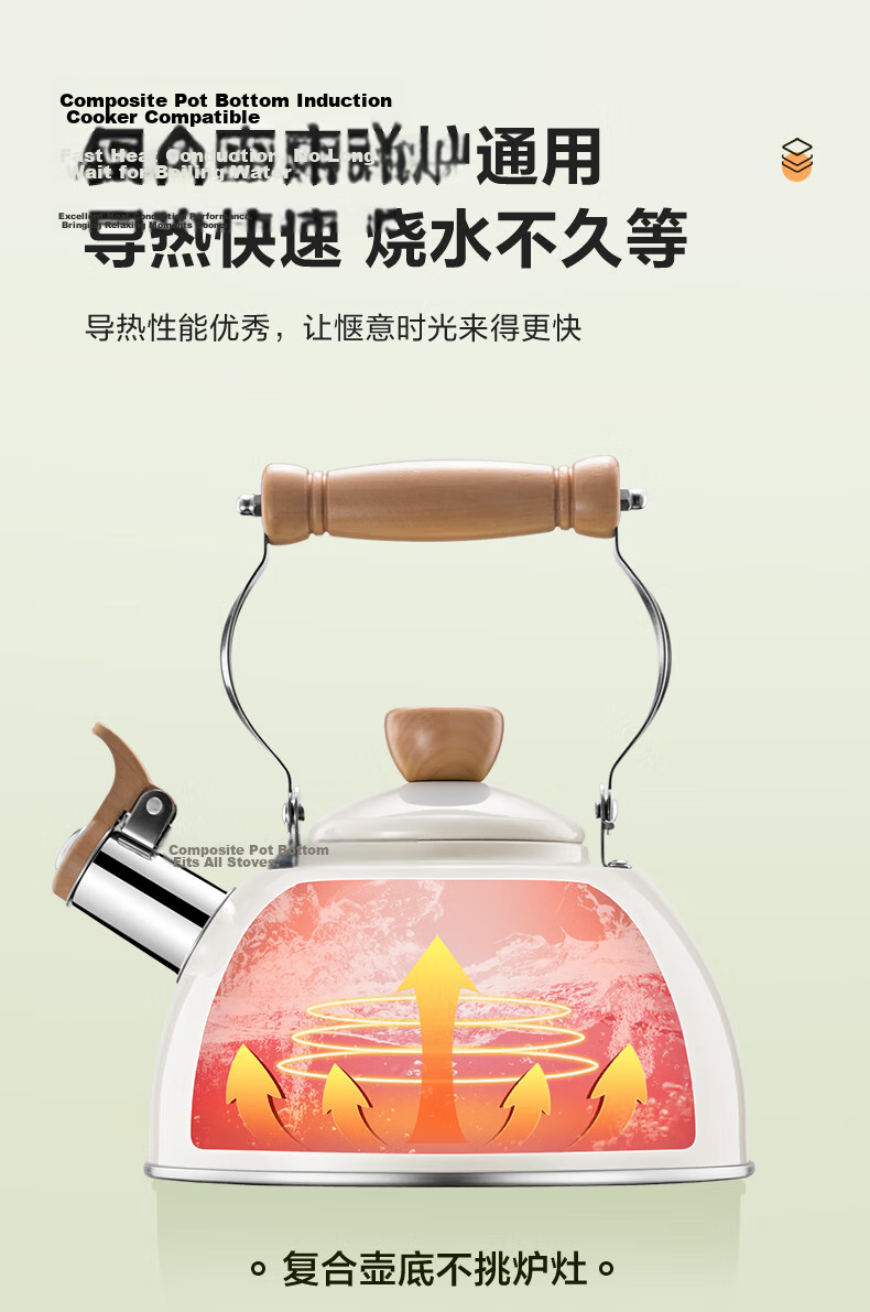 SUPOR Stainless Steel Whistling Kettle with Eye-pleasing Sound, Compatible with Gas And Induction Stoves, 2.5L White 13