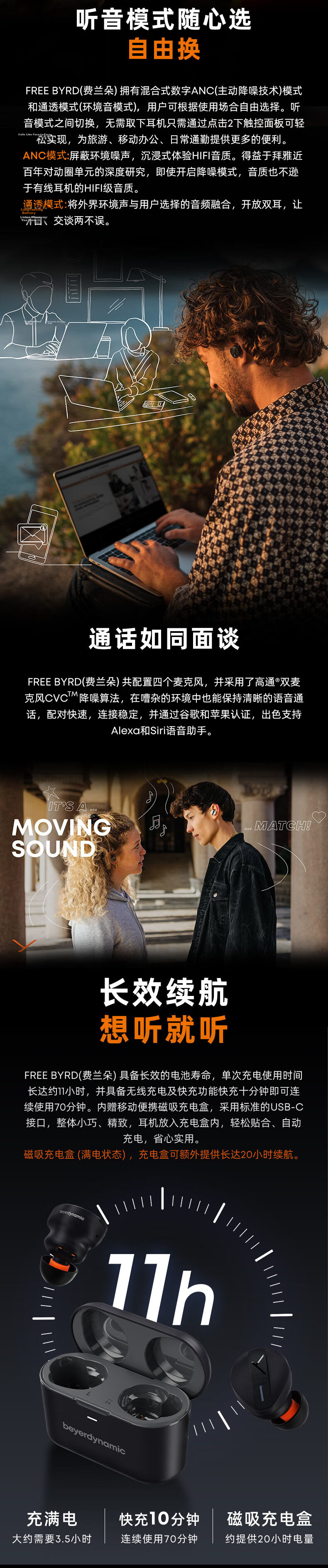 Beyerdynamic Free Byrd True Wireless Active Noise Cancelling Bluetooth In-Ear Earphones for Apple Huawei Gray [Gift Recommendation] 7