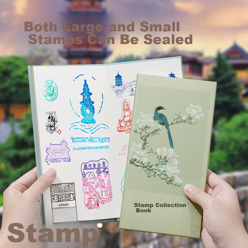 Faramon Travel Stamp Collection Book National Trend Style Beijing Palace Museum Nanjing Tourist Attraction Check-in Cultural Creative Stamp Album Blank Stamp Commemorative Book Floral and Bird Pattern