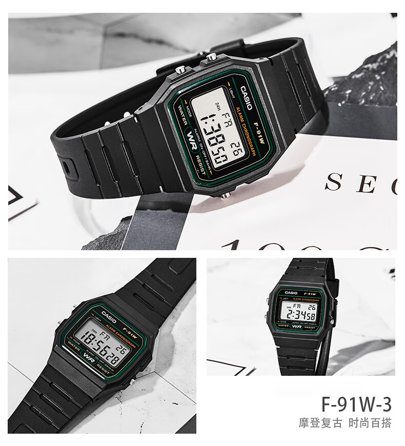 CASIO F-91WB-2A1 Retro Unisex Digital Watch Vintage Small Square Student Watch 10