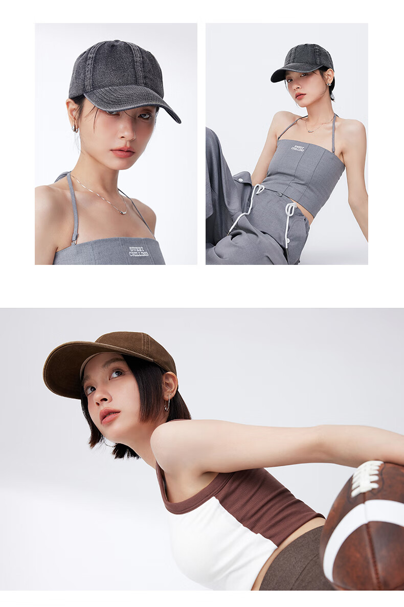 FANCET Baseball Cap for Women, Washed Denim Style Hat, Korean Version Large Head Circumference Sports Cap for Men, Duck Tongue Cap, Couple's Hat 9