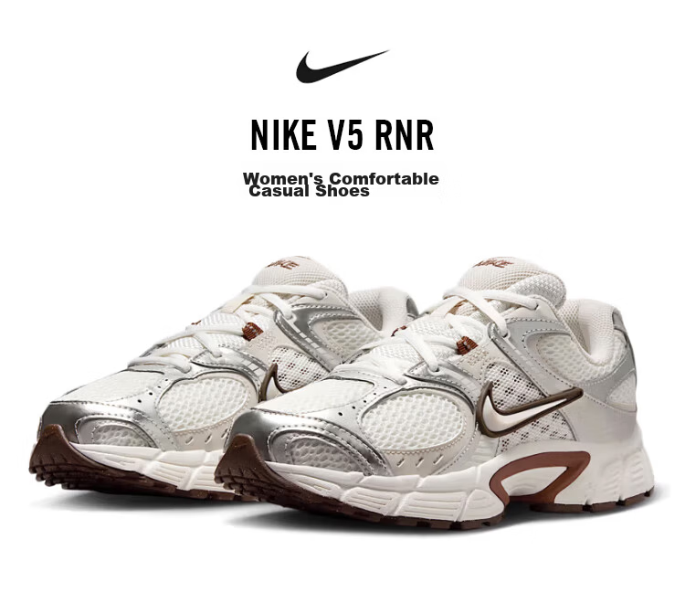 NIKE Women's Casual Shoes W NIKE V5 RNR Sneakers HQ7901-102 White Brown Size 37.5 1