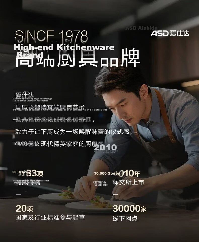 ASD 26cm Titanium Iron Non-Stick Frying Pan with Fluorine-Free Coating, Cyclone Energy-Concentrating Base T8WG 1