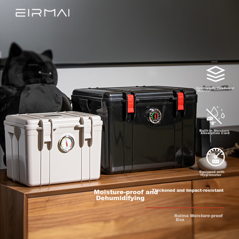 EIRMAI R21 Moisture-Proof Dry Box Waterproof Sealed Lens Case Large Size with Large Desiccant Card Gray