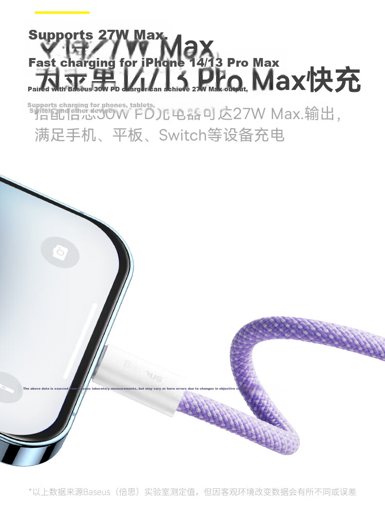 BASEUS Apple Data Cable Fast Charging Cord Compatible with IPhone 14/13/12 Pro Max/XR/Xs/11/8, IPad Pro/Air 2, Car Charger, 2 Meters, Gray And Blue 7