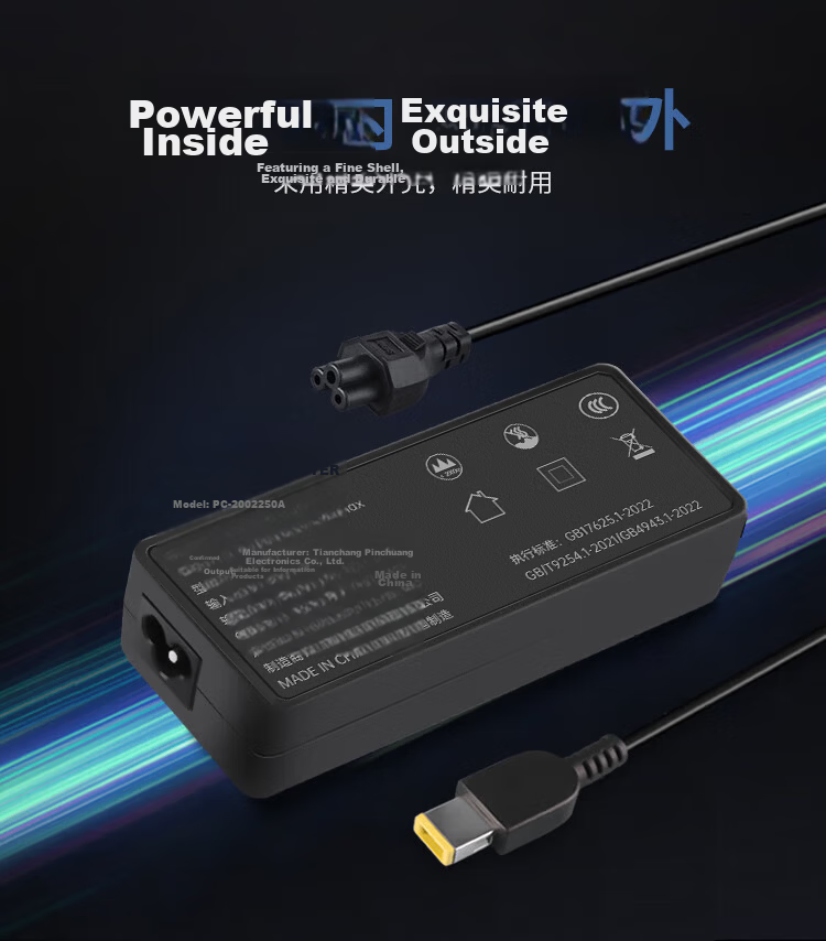 Youpin Suitable for Lenovo Savior 20V15A 300W Square Power Adapter, Compatible with R9000, Y9000P, ThinkPad P70, P71 Laptops, Charging Cable 2