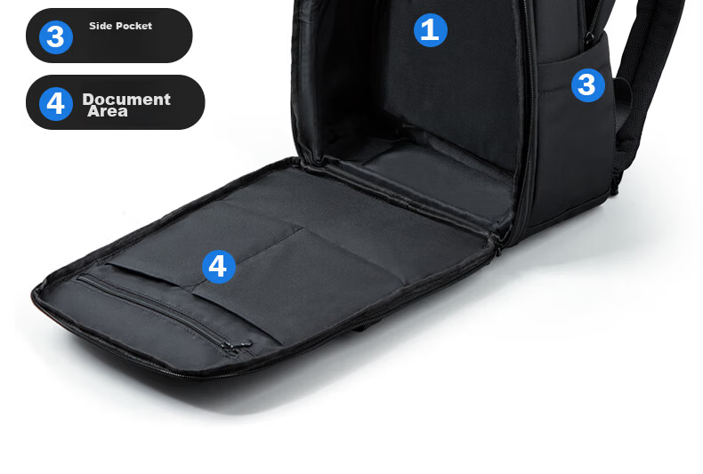 Hanke 30L Expandable Laptop Backpack 17-inch Classic Black Unisex Travel Commuter Business Large Capacity School Bag 21