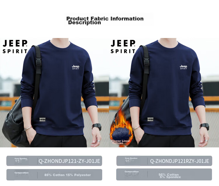 JEEP SPIRIT Men's Sweatshirt, Spring Korean Style Round Neck Loose Fit Versatile Long Sleeve Base Layer, Gray, L 20