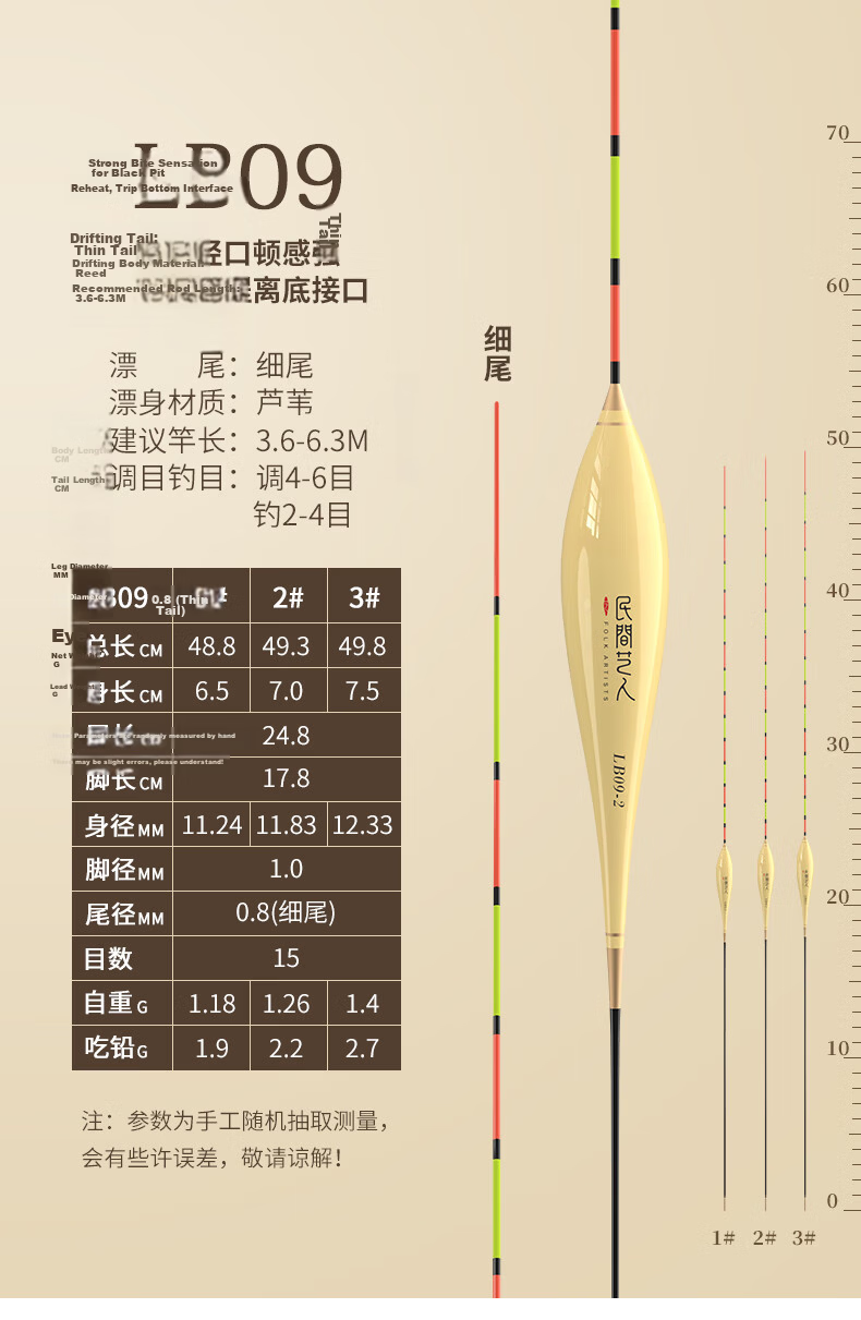 Minjianyiren LB Reed Float, Highly Sensitive, Light-Biting, Shallow Water, Thickened, Eye-Catching, Crucian Carp And Carp Fishing Float, Black Pit Buoy 11