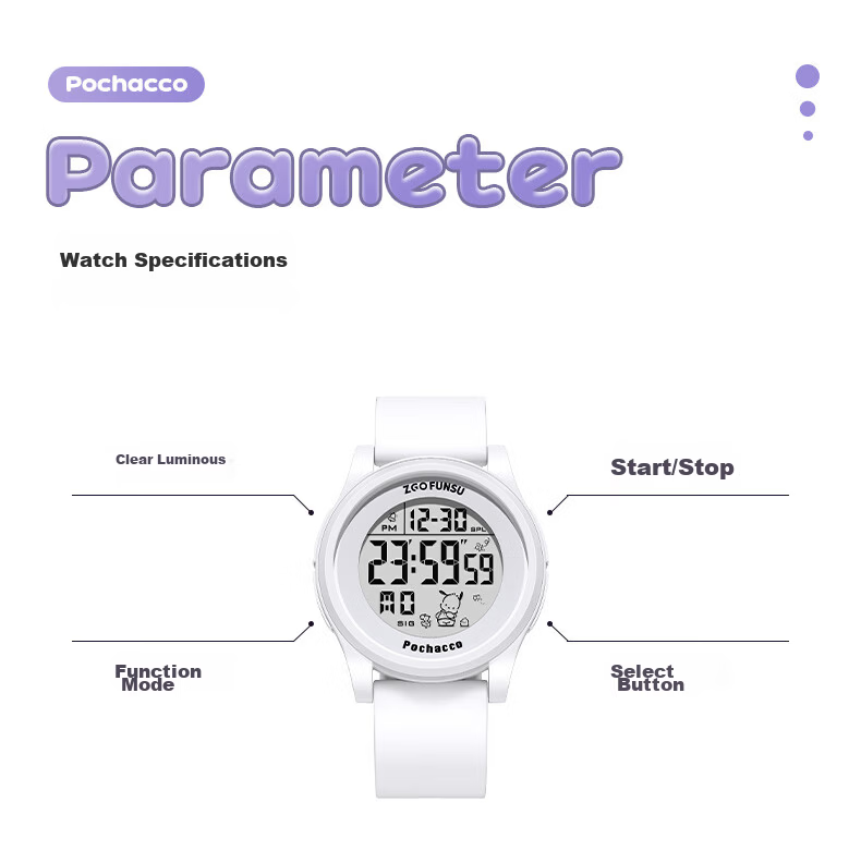 ZGO Sanrio Electronic Watch, Stylish Waterproof Digital Watch for Female Students in Middle And High School, Gift for Girls 17