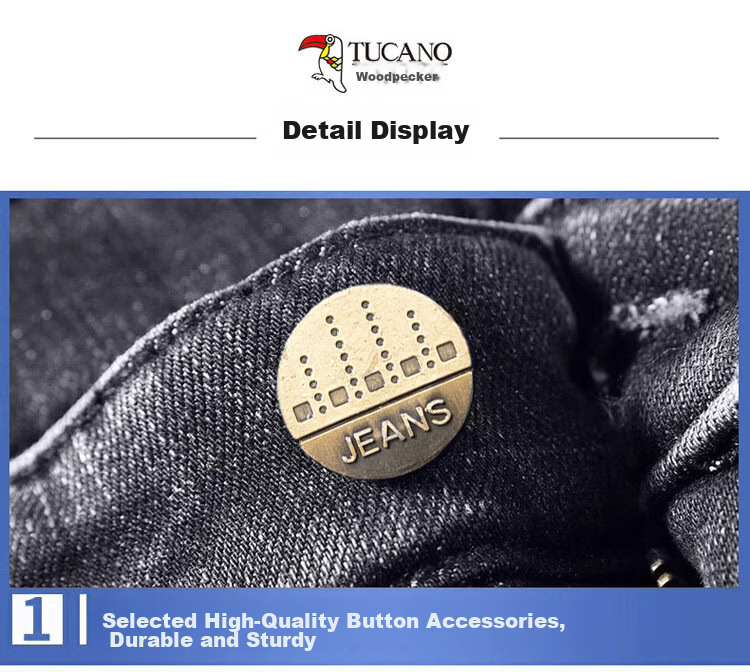 TUCANO Men's Jeans Autumn Loose Straight Business Casual Stretch Trendy Pants Black Gray 32 13