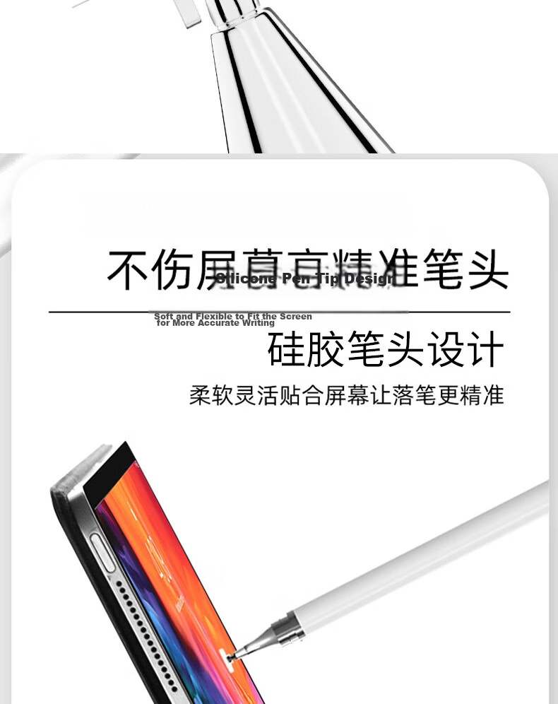 Aolang IPad Capacitive Stylus, Mobile Touch Pen, Round Disc Touchscreen Pen for Tablets, Universal Drawing Pen for Xiaomi, Apple, OPPO, Huawei Matepa, Writing Ballpoint Pen, Two-In White 9