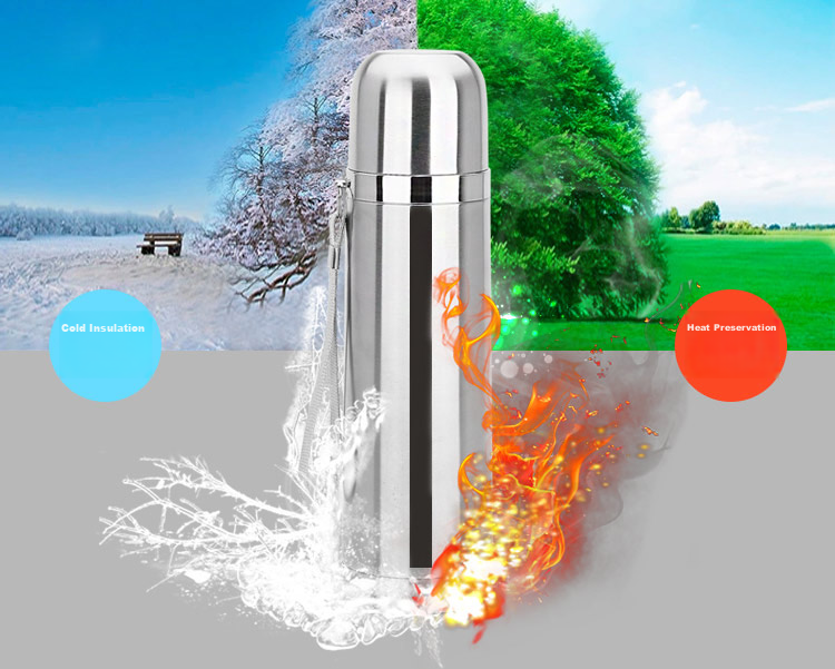 MAXCOOK Vacuum Insulated Bottle 304 Stainless Steel Water Cup 500ml Outdoor Portable Tea Cup Natural Silver MCBE-ZK500 4