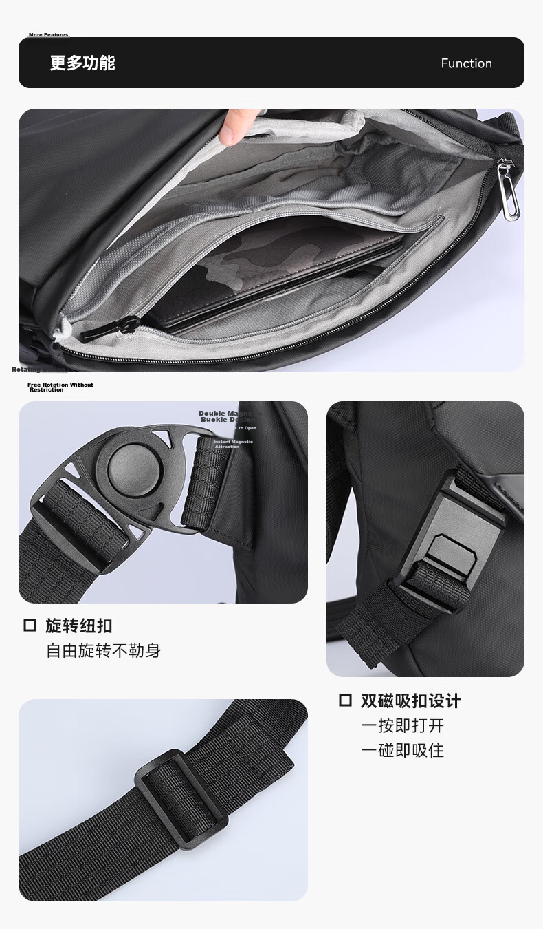 MARK RYDEN Large Capacity Outdoor Shoulder Bag iPad Compatible Sports Crossbody Messenger Travel Bag MR2819 Classic Black 11