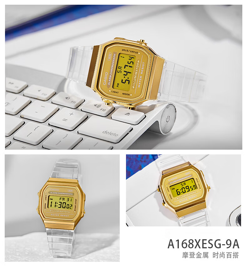 Casio Retro Square Digital Watch for Students, Unisex, A168WERB-2A 28
