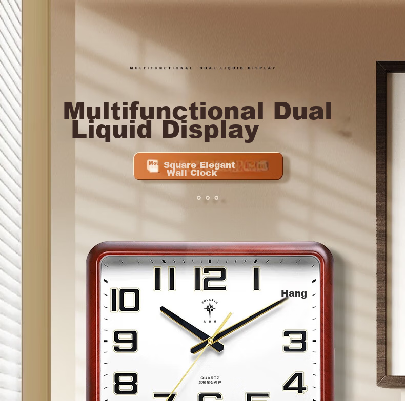 POLARIS Wall Clock, 14-Inch Perpetual Calendar, Temperature And Humidity Meter, Creative Living Room Calendar, White Dual LCD Clock 1