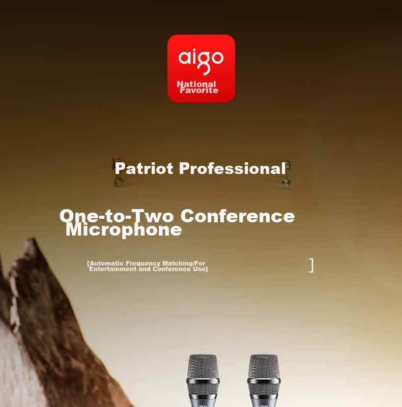 Aiguozhe K55 Microphone, Dual-Channel Handheld Conference U-Segment Stage Anti-Interference Anti-Loudness Speech Training Broadcasting Professional Stage Wedding Performance 1