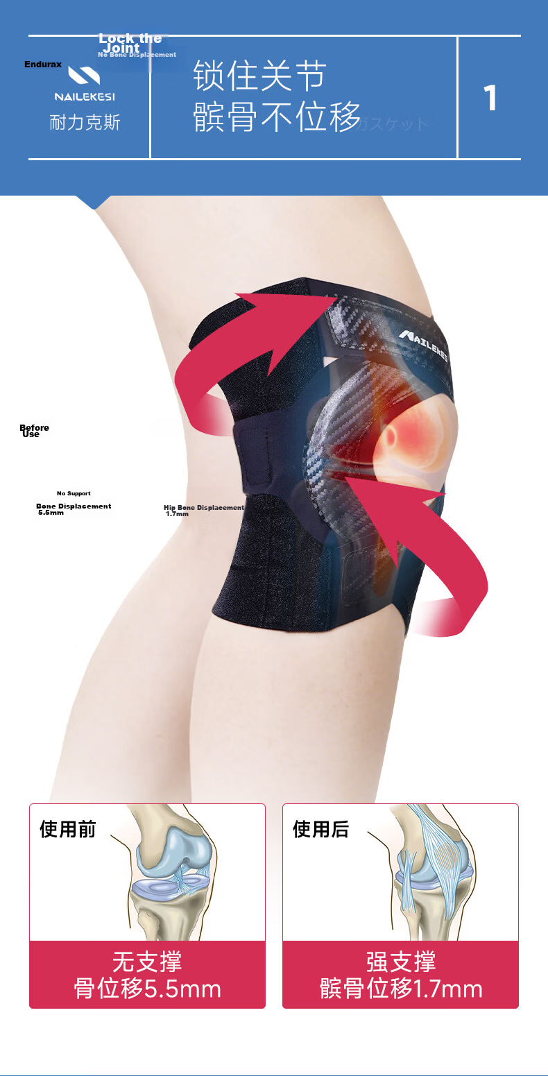 NAILEKESI N Meniscus Knee Brace Injury Knee Patella Ligament Support Professional Medical Sports Patella Strap Knee Sleeve M Size 4