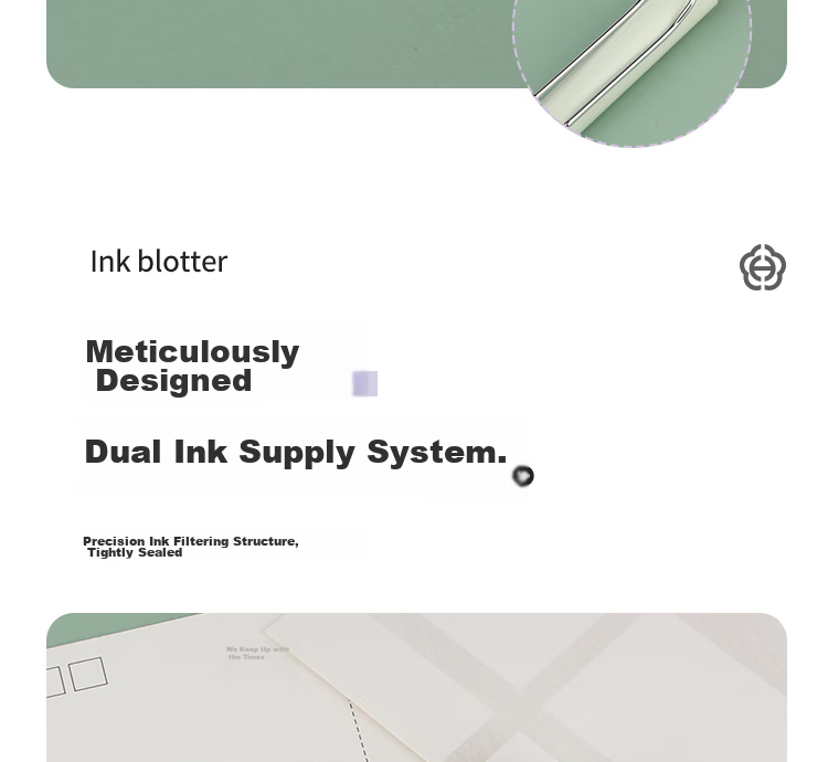 HERO Fountain Pen 359 Posture Correction EF Nib Thin and Thick Craft Student Calligraphy Pen with 6 Random Ink Cartridges Iridium Nib Signature Pen Morandi Deep Blue 9