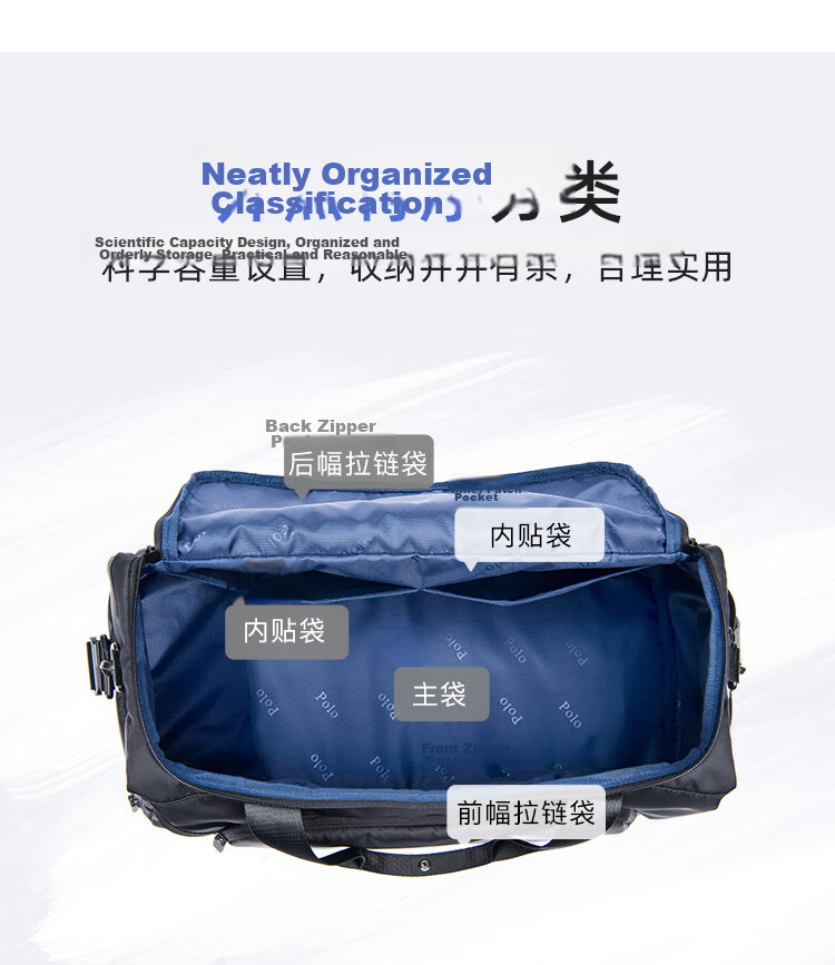 POLO Men's Travel Bag Luggage Duffle with Separate Shoe Compartment Waterproof Sports Gym Bag Business Handbag Birthday Gift 12