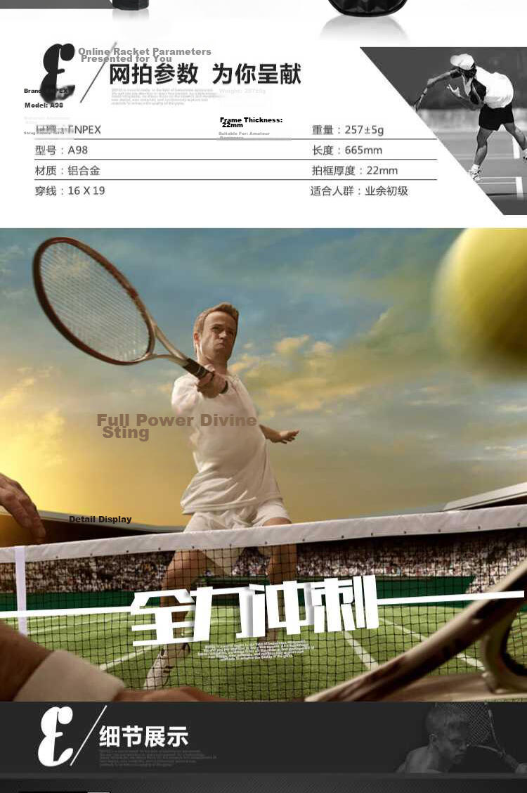 ENPEX EWL-03 Carbon Composite Tennis Racket for Beginners Training, with Tennis Balls Included 2
