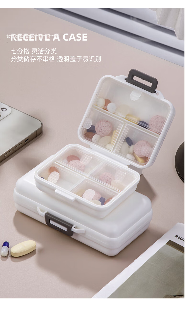 Etravel Portable 7-Compartment Large Capacity Pill and Jewelry Box, 7-Day Sealed Moisture-Proof Upgrade 3