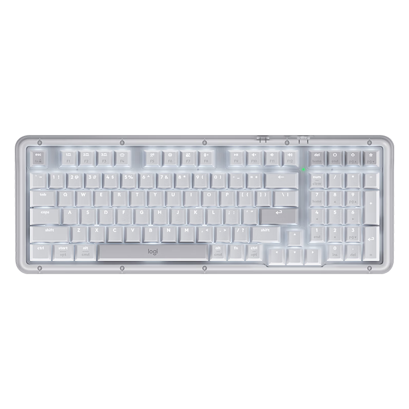Logitech ALTO KEYS K98M Amber Series AI Customizable Wireless Mechanical Keyboard with Hot-Swappable Marble Switches, White, 98 Keys