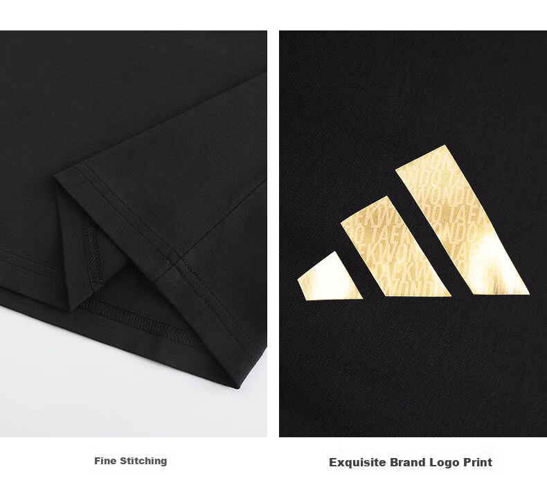 Adidas Summer Short Sleeve T-Shirt Unisex Couple Casual Daily Half Sleeve Black/Gold S 10