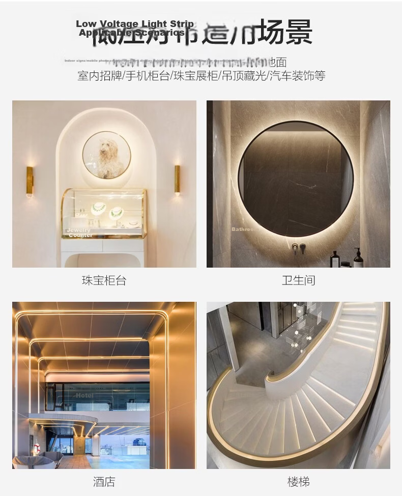 NVC LED Silicone Soft Light Strip 24V Low Voltage Waterproof Embedded 5m Pack - 12x12mm Front Emitting Warm White 4000K 4