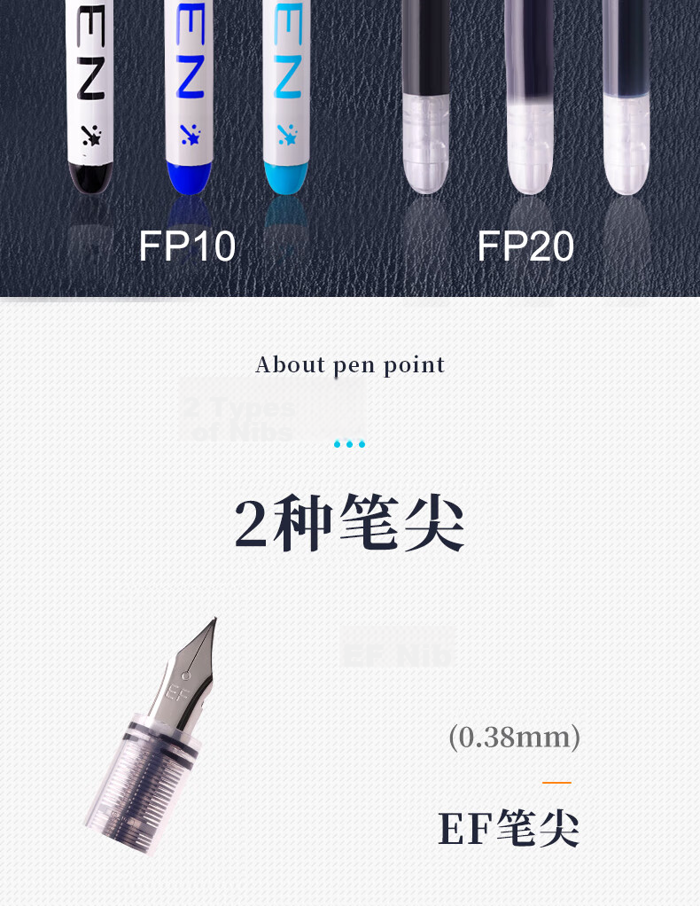 Snowhite Direct-Fill Fountain Pen, Colorful Journaling Pen for Art, Student Handwriting Practice Pen, Disposable Erasable F Nib 0.5mm, Colored 8 Pcs FP20 5