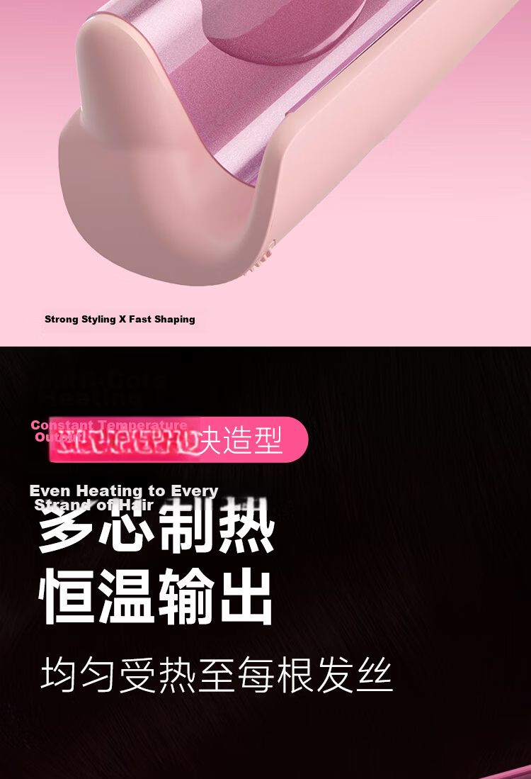 Cuiya 36mm Wave Curling Iron Negative Ion Deep V Long-Lasting Styling Tool Pink T501 Girlfriend Birthday Gift 10