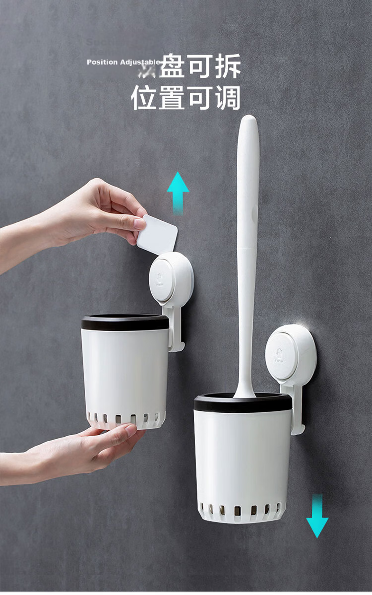 JD Original Silicone Toilet Brush Set, Bathroom Cleaning Brush, Long Handle, Bathroom Cleaner, No Dead Angle, Storage Rack, Wall-Mounted 8