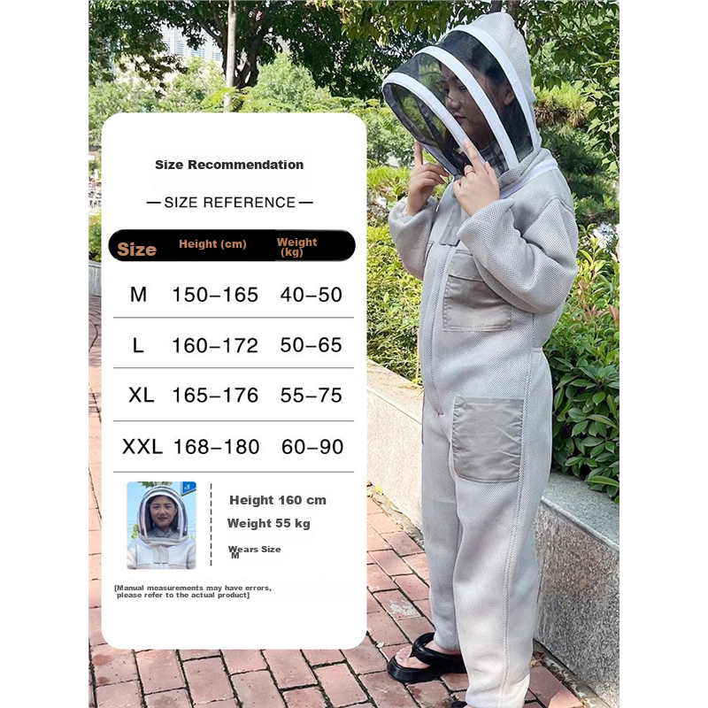 Aideer Breathable Anti-Bee Suit 3D Air Cotton Mesh Full-Body Beekeeping Protective Clothing Set Breathable Mesh [2XL] 168-180cm CW806064 2