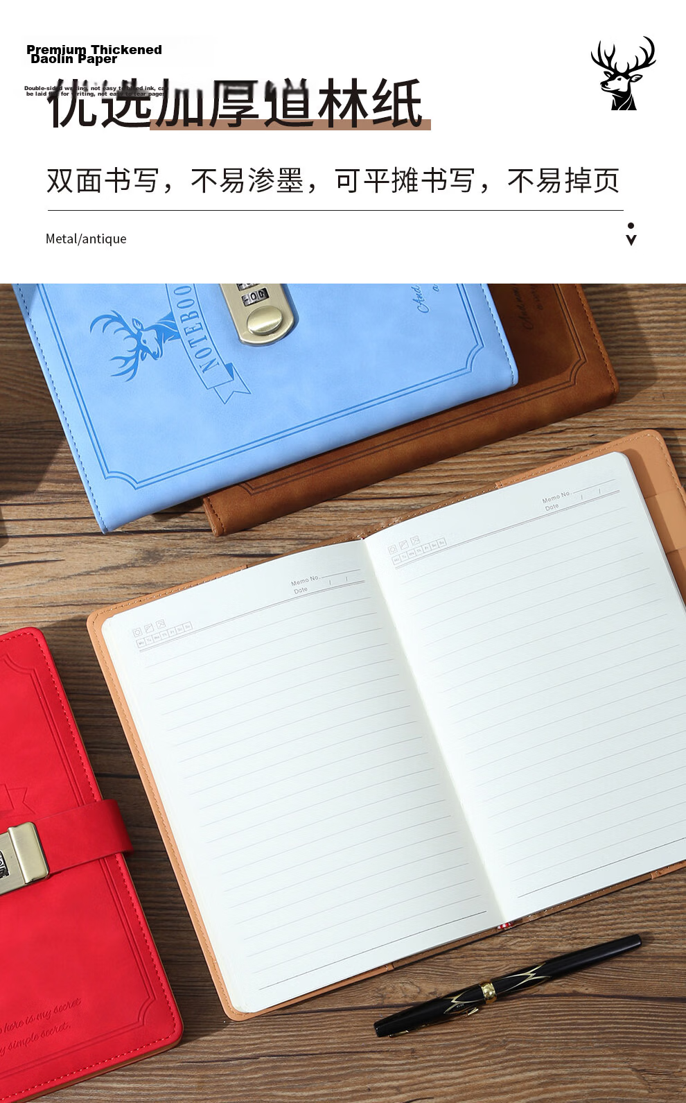 Faramon Vintage Lockable Creative Diary Notebook Simple A5 Thickened Journal Student Stationery Red 8