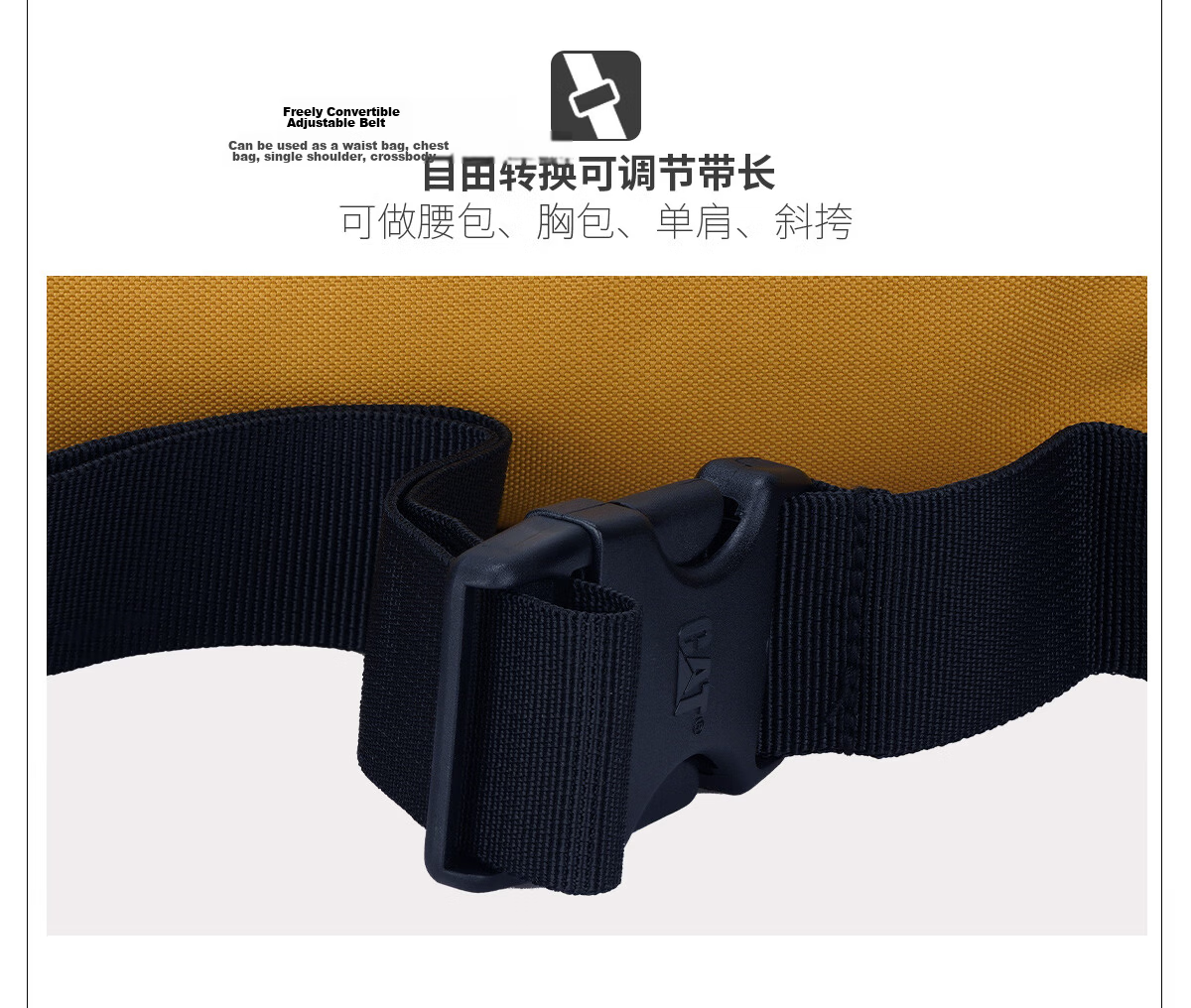 CAT Waist Bag Chest Bag Phone Bag Crossbody Outdoor Lightweight Sports Shoulder Bag Trendy Men's Gift Black 83615 10