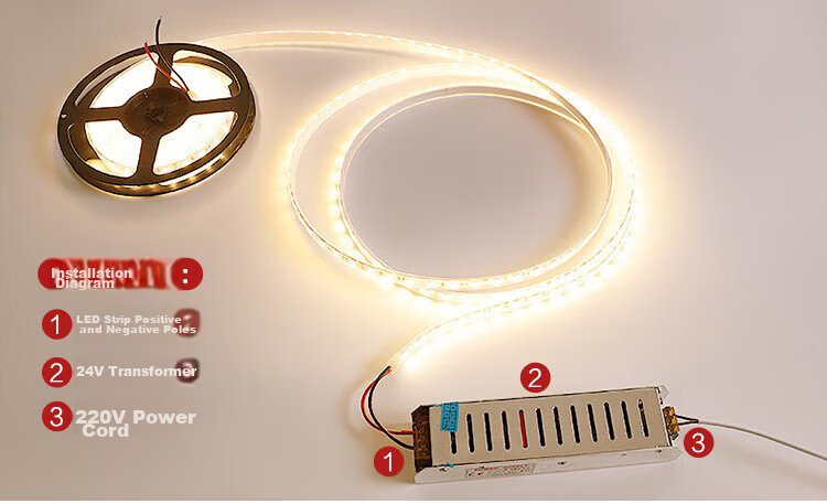 NVC LED Silicone Soft Light Strip 24V Low Voltage Waterproof Embedded 5m Pack - 12x12mm Front Emitting Warm White 4000K 18